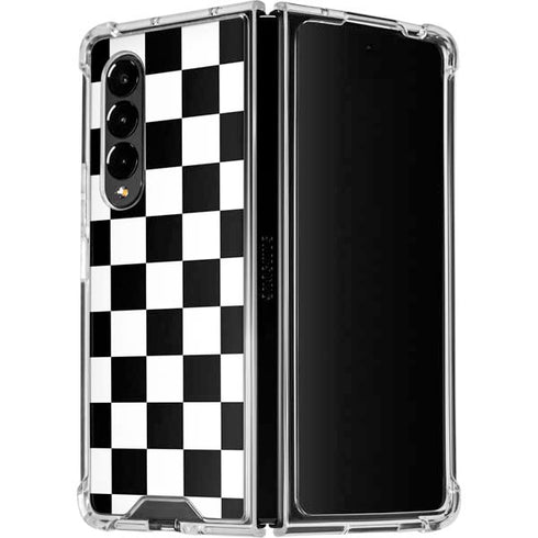 Black and White Checkered Galaxy Z Fold4 5G Clear Case